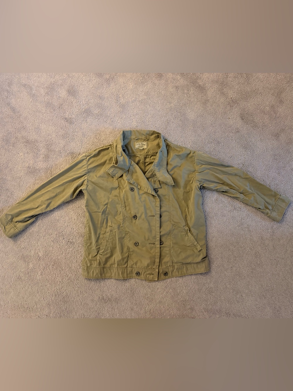 Lucky Brand Olive Green Double-Breasted Pea Coat